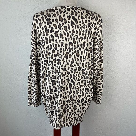 Covington Button Down Leopard Print Cardigan Sweater Top Size XL EUC - Picture 5 of 7